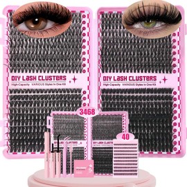 4 in 1 Eyelash Extensions Kit, 1 Set False Eyelashes with Bond and Seal & Tweezers & Brush, Professional Eye Makeup Accessories for Women & Girls, DIY Lash Clusters Cosmetic:_4 Piece Set-40_1 set