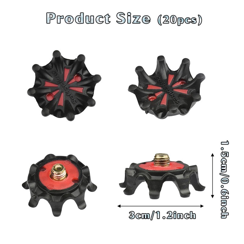Pack of 20 Golf Shoe Spikes Replacement, Golf Spikes Studs,