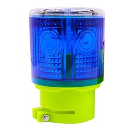 Aolyty Solar Strobe Warning Light 360 Degree Super Bright IP48 Waterproof for Construction Traffic Dock Marine Light Control Flashing (Blue)