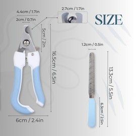 Pet Nail Clippers and Trimmers: Ensuring Safety with Guard, Includes Nail File and Sharp Blade - Ideal Grooming Tool for Cats and Dogs - Dog Nail Clippers, Cat Nail Trimmer, white & Blue