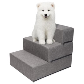 3-Tier Pet Foam Stairs for Tall Beds and Couches, for Small to Medium Pets, Gray