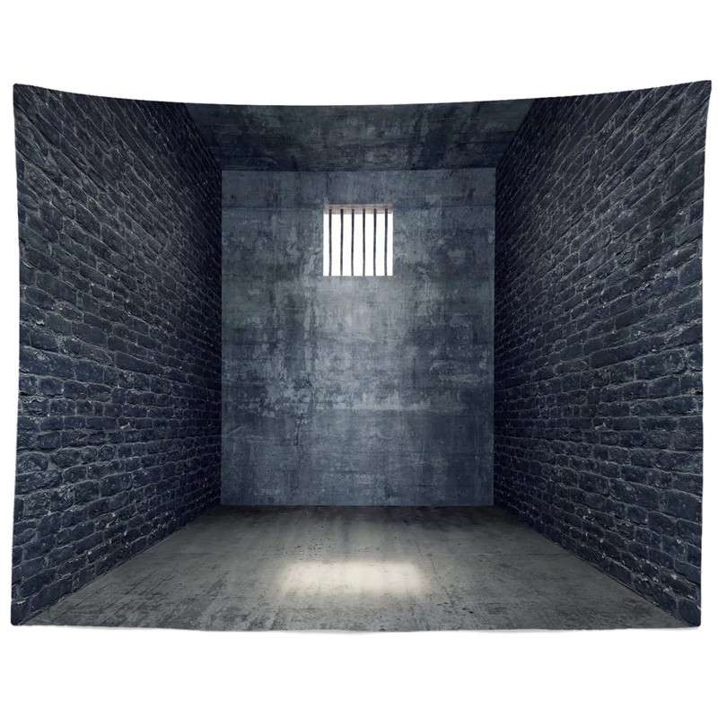 7x5ft Fabric Jail Backdrop Halloween Prison Cell Picture Mugshot Background