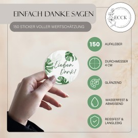 ECCK Thank You Stickers Round "Love Thank You" (Pack of 150) – Thank You Stickers for Wedding, Birthday, Confirmation, Communion, Mother's Day, Teacher, Teacher – Decoration for Cards, Gifts, Party