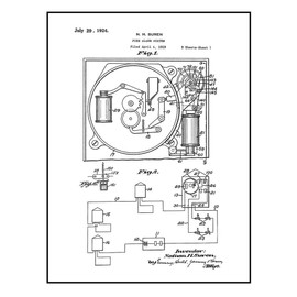 Fire-alarm System Patent Print Black Ink on White with Border (24" x 30") M15275