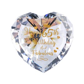 65th Birthday Gifts for Women Heart Crystal Keepsake Happy 65th Birthday and Fabulous Presents for Mother Friends Ladies (65 Years)