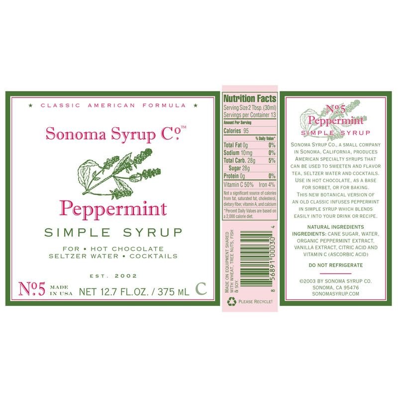 Sonoma Syrup Co. Peppermint Infused Simple Syrup 12.7 fl oz