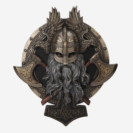 Veronese Design 10 5/8" Viking Wall Plaque Valhalla Sculpture Cold Cast Bronzed Resin