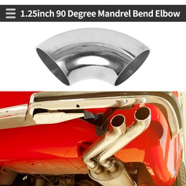 Motoforti 90 Degree Mandrel Bend Elbow Car Modified Exhaust Pipe Tubing Piping 1.25" Inch OD Thickness 1.5mm/16GA 32x85x1.5mm SS316 Stainless Steel Silver Tone
