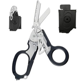 GIONAR 6 in 1 Trauma Shears, Multi Tool Pliers Shears with Strap Cutter and Glass Breaker, Folding Response Emergency Scissors with Holster, Tactical Raptor Shears for Outdoor Rescue