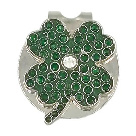 Lucky Four-Leaf Clover Crystal Golf Ball Marker with Magnetic Hat Clip – Premium Green Gem Accent Gift for Golfers