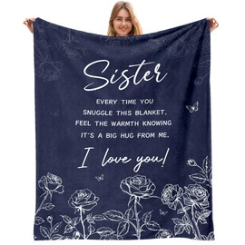 AJIIUSV Sister Gifts Blanket, Sisters Gifts from Sister, Sister Blankets from Sister, Sister Birthday Gifts, Gifts for Sister for Mothers Day Christmas, to My Sister Throw Blanket 50"x60"
