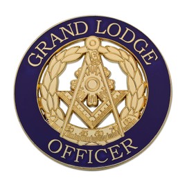 Grand Lodge Officer Round Masonic Auto Emblem - [Purple & Gold][3'' Diameter]