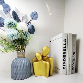 Yahu Lando Couple Sculptures for Home Decor,Hugging Couple Figurines,Modern Romantic Sculptures for Living Room Bedroom Office Decor,Gift for Anniversary Valentine（Gold）