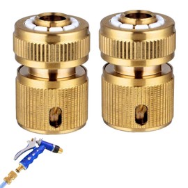 2PCS Brass Hose Connector Hose End Quick Connector for 1/2 Inch(13mm) Durable Garden Brass Hoses Fittings for Watering, Gardening, Car Washing, and Outdoor Use - Duty Hoses Connectors and Fitting
