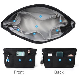 Sightor Handbag Organizer Nylon Purse Organizer Insert Bag Tote Shaper Bag in Bag(Black, Medium)