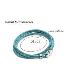 Tribal Steel Women's XL Turquoise Super Soft 4-Stranded Bracelet - Ladies 21cm Leather Bracelet with Stainless Steel Shrimp Clasp