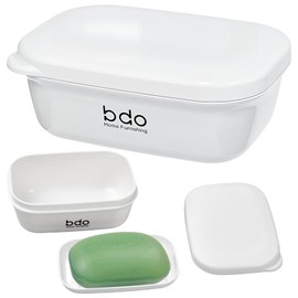 volumoon 2 Pcs Soap Dish Holder with Drainage Tray and Lid,Portable Soap Dish for Shower Travel, Multi-functional Soap Dish, Plastic Soap Holder with Lid, Easy Cleaning Soap Box with Drainage System