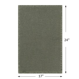 Anibedding Waffle Bathroom Mat 17"x24" - Washable Bath Floor Mat for Bathroom Modern - Non-Slip Bathmat Available in Green and Versatile for Kitchen, Laundry Room