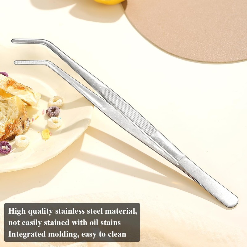Evanda Kitchen Tweezers 30cm/12 Easy Pickup, Heavy Duty Extra-Long Stainless