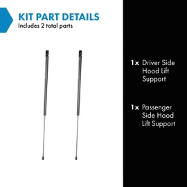 TRQ TRQ Driver & Passenger Side Hood Lift Support Shock Strut Set Compatible with 2002-2006 Toyota Camry
