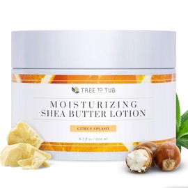 Tree to Tub Tree to Tub Shea Body Butter for Dry, Extremely Dry, Sensitive Skin - Moisturizing Body Cream for Women & Men, Hydrating Body Lotion Moisturizer w/Vitamin C, Organic Cocoa, Citrus Scent