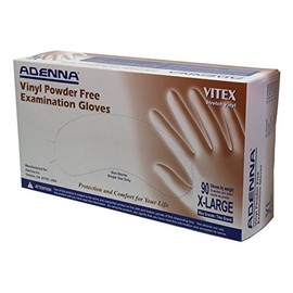 Adenna Vitex 4 mil Vinyl Powder Free Exam Gloves (Cream, X-Large)- (Pack of 10, 900 Count Total)