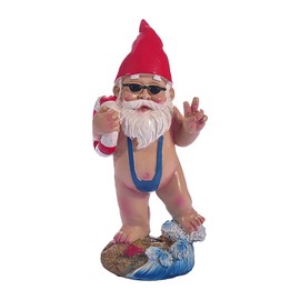 Garneck Funny Garden Resin Gnome Ornament Garden Gnome Figurine Cartoon 3D Bikini Dwarf Doll Model Statue Photo Prop Outdoor Art Craft Sculpture for Home Patio Lawn Garden Gnome Statue Craft