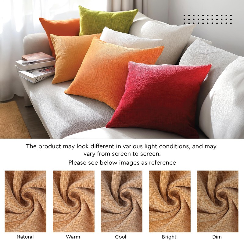 Encasa Homes Chenille Cushion Covers, Set of 2, Natural, 45