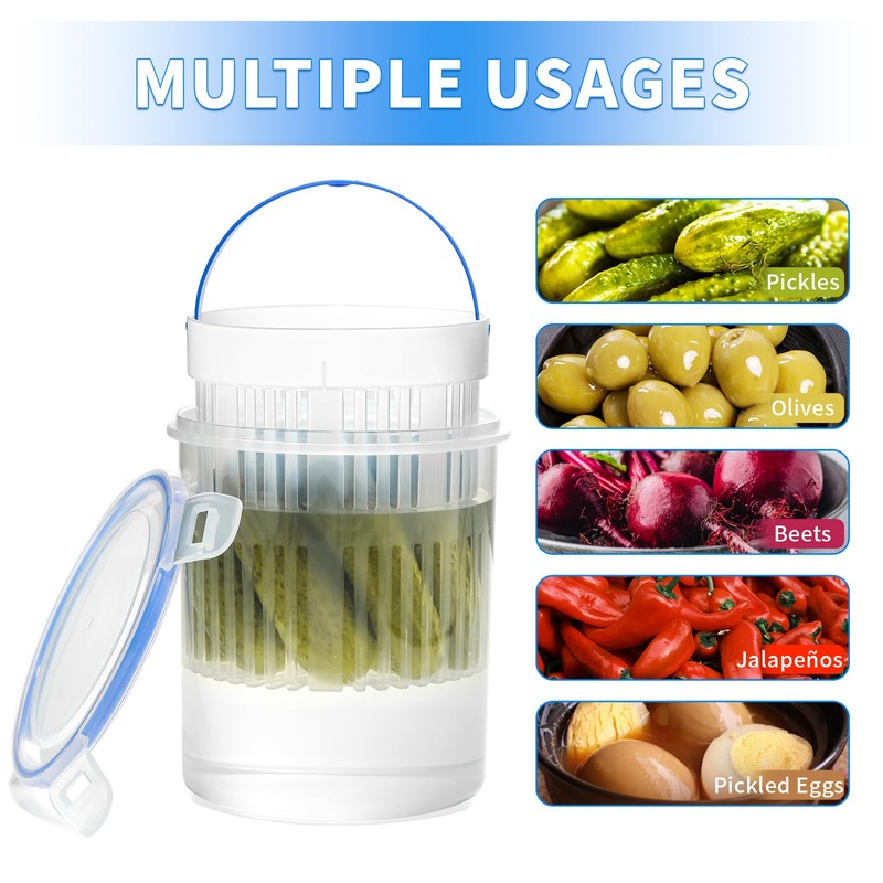 Qiuhome Pickle Jar with Strainer, Pickle Container with Strainer Jalapeno