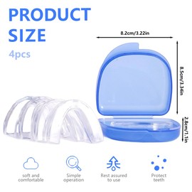 SGERUFZ 4 Stück Aufbissschiene für nächtliche Zähneknirschen, Stoppt Bruxismus, Verbessert den Schlaf, Gegen Schnarchen und Zähneknirschen, Erwachsene, EVA Material (Transparent)