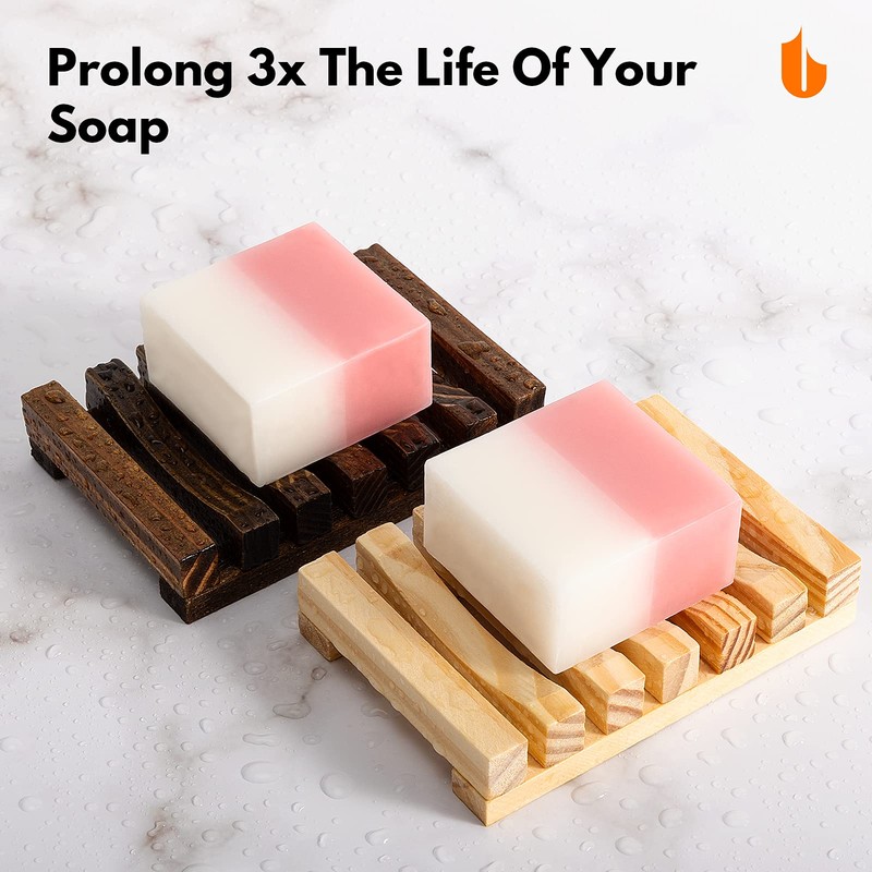 Urbanstrive Natural Wooden Soap Dish Soap Saver Holder Soap Tray