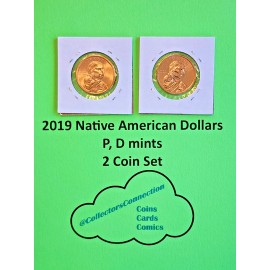 2019 PD  2 Coins $1 Native American- From Mint Bags
