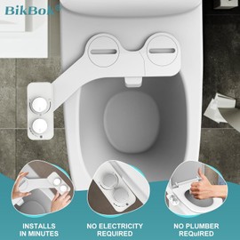 Bidet Attachment for Toilet,Ultra-Slim Dual Nozzle (Feminine & Rear Wash) Hygienic Bidet Toilet Seat,Fresh Cold Water Pressure Adjustable Bidet Attachment with Stainless Steel Inlet