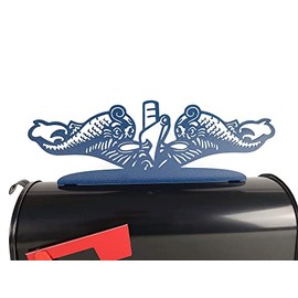 US Navy Dolphins Submarine Warfare Pin Oversized Home Decor (Submarine Dolphins Mailbox Topper, Hammered Dark Blue)