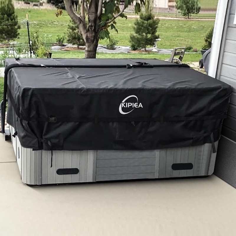 Kipiea 600D Outdoor Waterproof Square Hot Tub Cover Protector, Heavy