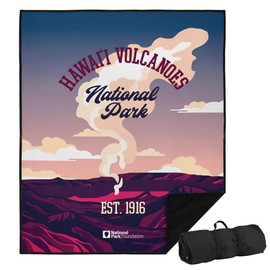 LOGOVISION Hawai'i Volcanoes National Park Illustrated Landscape Outdoor Blanket for Picnic, Beach, Camping, Park, Tailgate 50"x60"