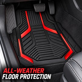4 Piece Universal All Weather Rubber Car Floor Mats, Waterproof Non-Slip Floor Liners for Sedan and SUV