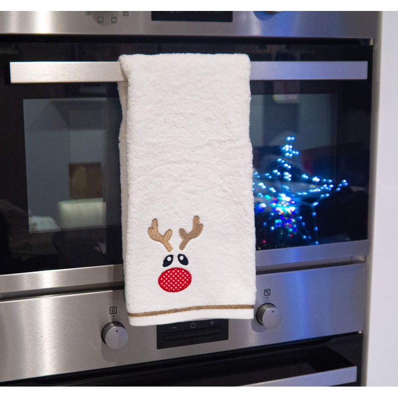 Lex's Linens Rudolph Embroidered Christmas Hand Towel