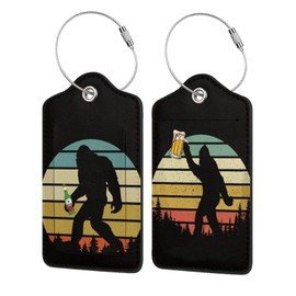 2Pack Bigfoot Luggage Tags for suitcases TSA Approved Privacy Cover ID Label with Stainless Steel Loop and Address Card for Travel Bag Suitcase Funny Cute Man Women Kids
