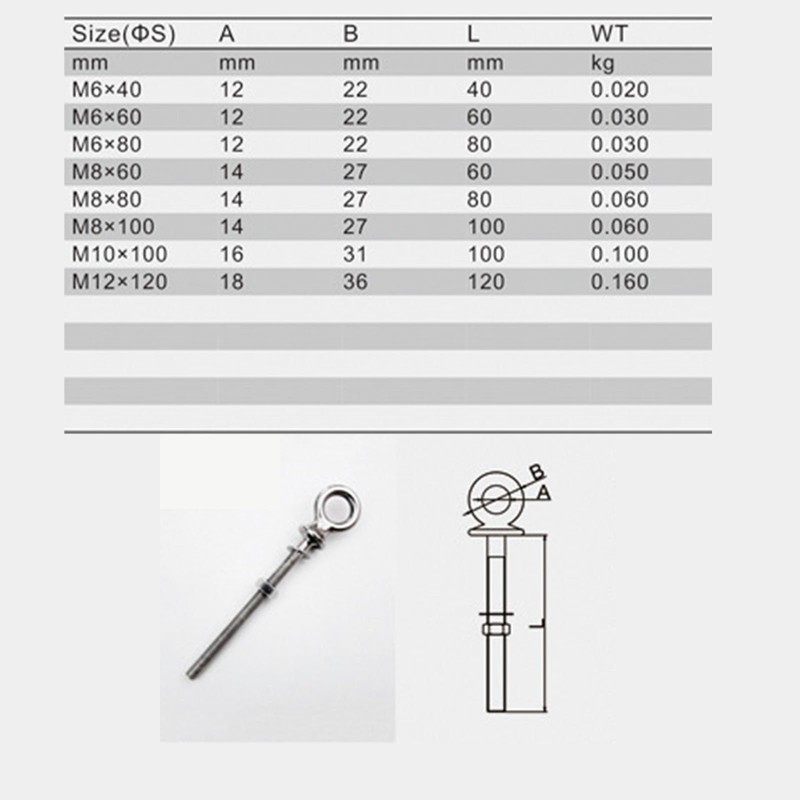 Yetaha M6*40 Stainless Steel Lifting Eye Bolts with Washer and