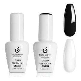 Kit Esmaltes Semipermanentes Blanco Y Negro 15ml Cherimoya