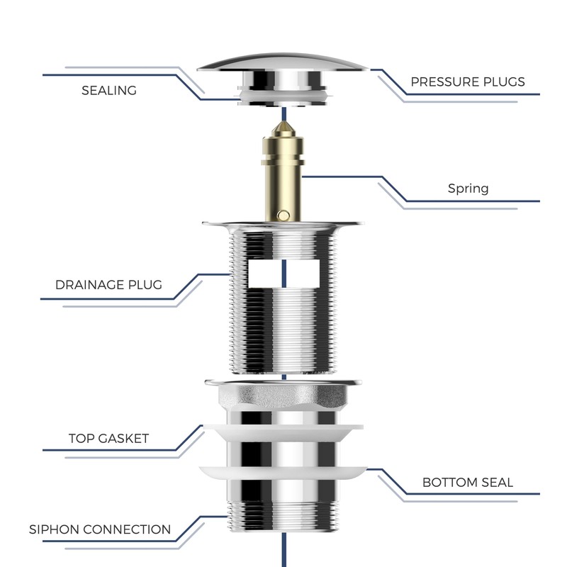 Vancoco Universal Pop-Up Drain Fitting