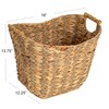 Household Essentials Water Hyacinth Seagrass Scoop Basket with Bamboo Handle,