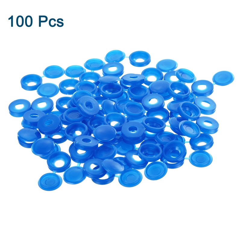 uxcell 100Pcs Blue Screw Cap Covers, PVC Hinged Screw Cover