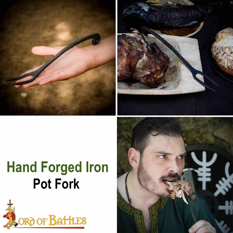 Lord Of Battles Medieval Iron Pot Fork - 10 Inch-Long