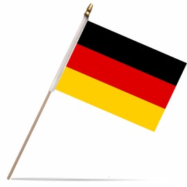 NJ & NJBW 20 Pack Small Mini Germany Flag on Wooden Stick - 5 x 8inch Miniature Portable Handheld Pole German Flags Decorations
