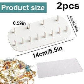 ARJDXDP Wall Necklace Organizer Holder,​2 Pack Necklace Hangers Wall Mounted Jewellry Organiser Hanging, Gift for Girls Women, White