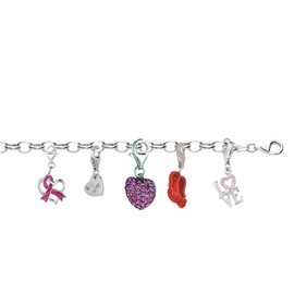 Ritastephens Sterling Silver with Rhodium Finish RED Enamel with SPOTTED Sterling Silver DOTS HI-HEEL SHOE CHAR M