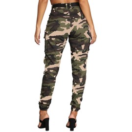 Camo Pants Womens Joggers Cargo Hiking Pants with Pockets Slim Camouflage Army Fatigue Sweatpants Active Works Pants