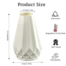 Flower Vase, Unbreakable PE Plastic Flower Vases, Durable Decorative Flower Small White Geometric Arrangement Containers for Decoration (White)